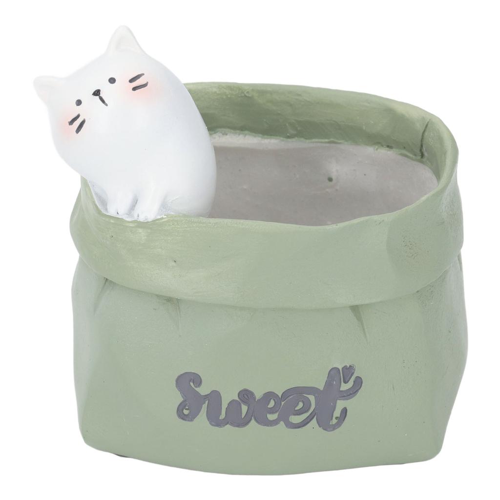 Pen Pencil Holder Desktop Ornament Resin Cute Animal In Grocery Bag Small Succulent Planter for