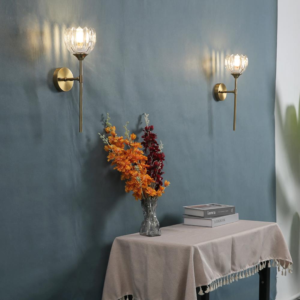 Modern Color Glass led Wall Light Bedroom Lights Nordic Flowers Wall Lamp for Living Room Dining Room Bedside Sconce Home Decor