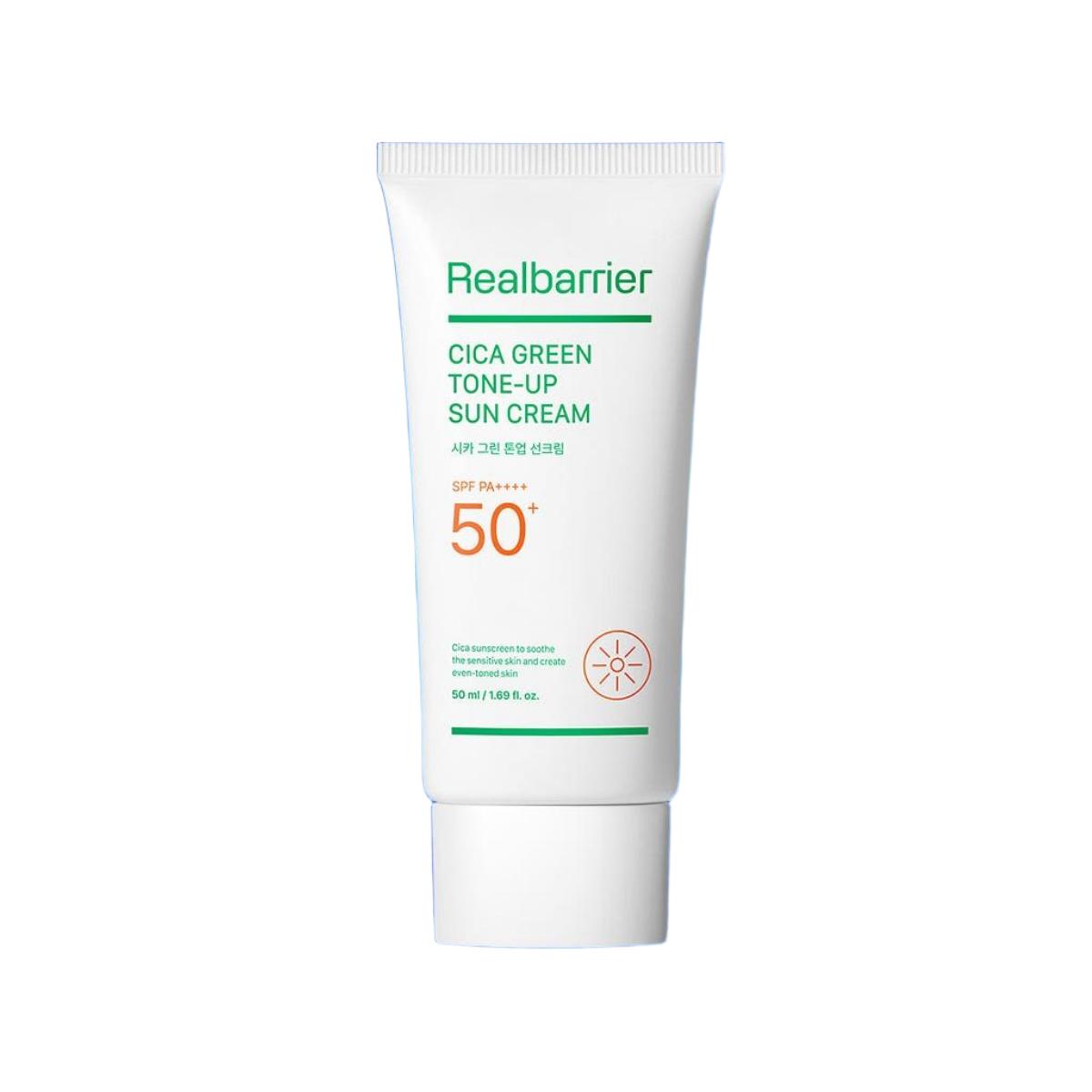 

Real Barrier Cica Green Tone Up Sun Cream SPF 50+ PA++++ 50ml Redness Correcting Daily Sunscreen