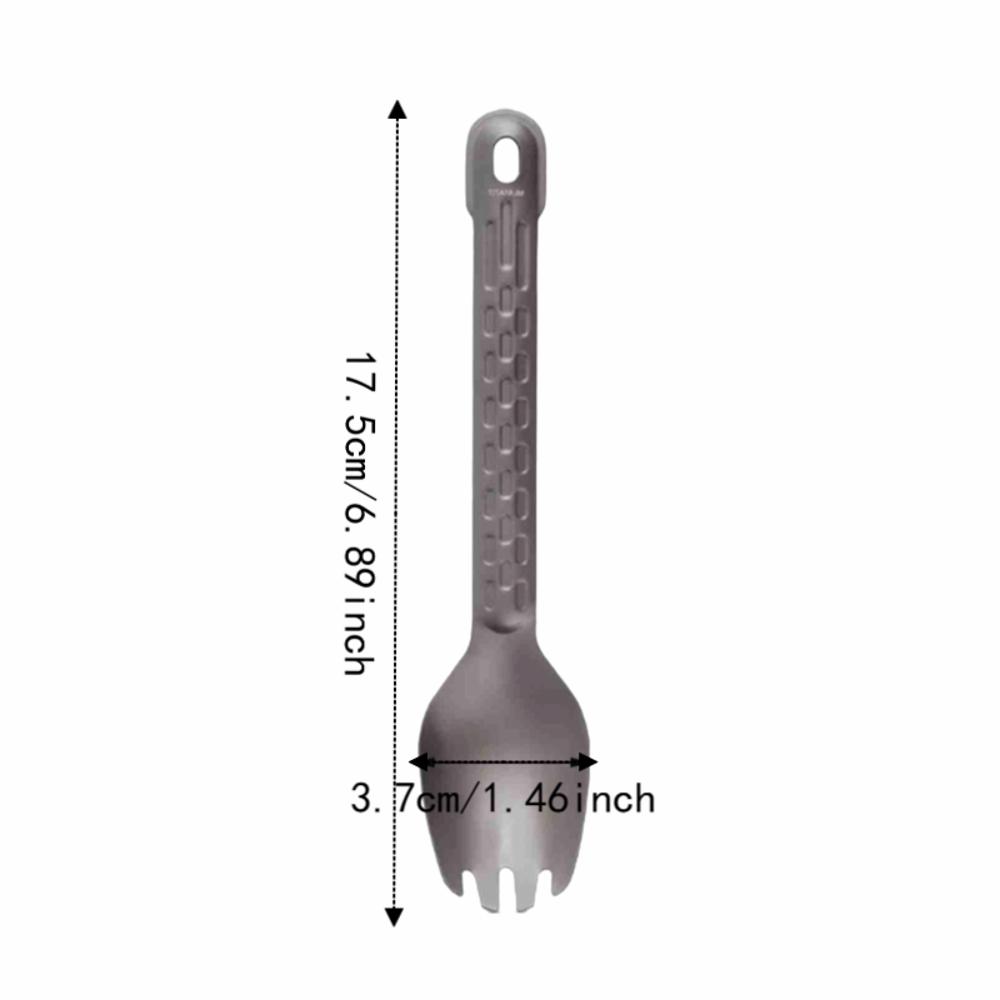Pure Titanium Portable Eating Utensil Non-Slip Handle Lightweight Dinner Spork  Hiking