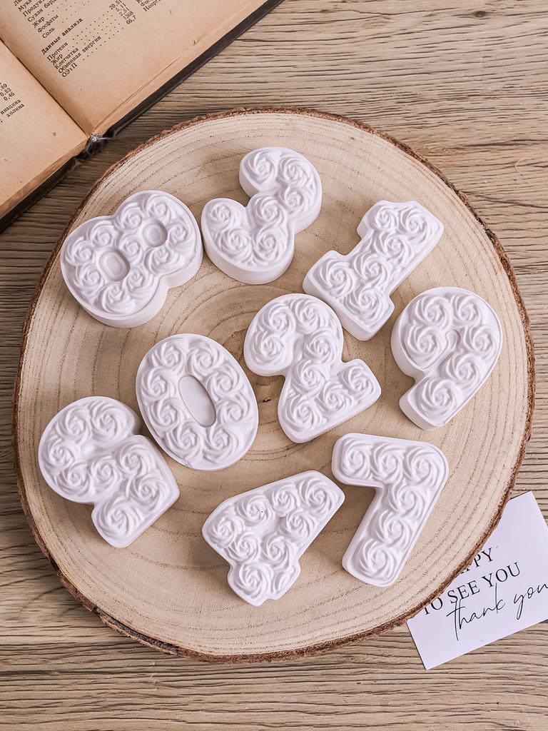 DIY Rosen-Zahlen-Geburtstagskerzen-Ornament Silikonform Handgemachte Duftkerzen Herstellungszubehör Gips-Handwerk Gussformen Geschenke