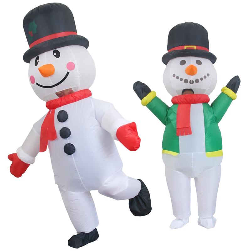 Xmas Funny Inflatable Costumes Gingerbread Snowman Woman Halloween Carnival Party Suit Special Use Role Props Clothing