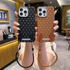 Simple Polka Dots Are Suitable for Apple 16 Pro Mobile Phone Case, New iPhone15 Leather Pattern 17 Personalized Hand Rope, Couple Model.