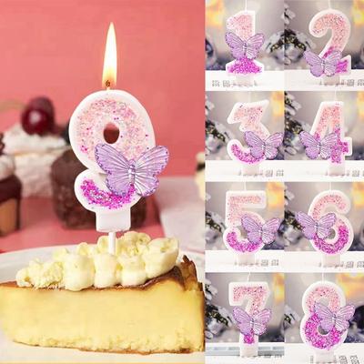 Bougie Décoration Gâteau Chiffre 3D Bougies d'Anniversaire Multicolore Topper de Gâteau Fête Baby Shower Décor de Dessert pour Toute Célébration