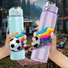 1PC Color Splash Soccer Ball Sport Print 750ml Color Plastic Sports Water Bottle Leakproof Flip Straw Lid Suitable for Sports Office Home Use