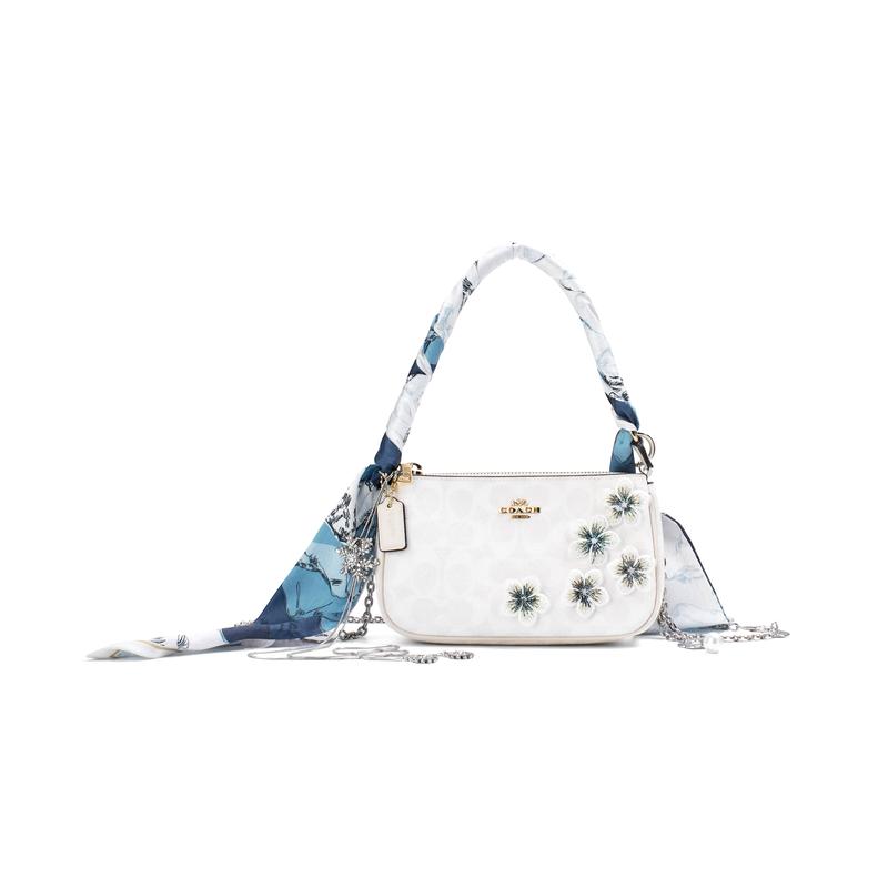 

COACH shoulder bag [Customized bag] Nolita flower chain Baiqi Yiduo flower chain heart-shaped pendant trendy fashion classic Blue catkins flower paper синій