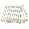 Iron Magazine Holder Triangular Book Letter Storage Metal Desktop File Sorter Organizer Gold