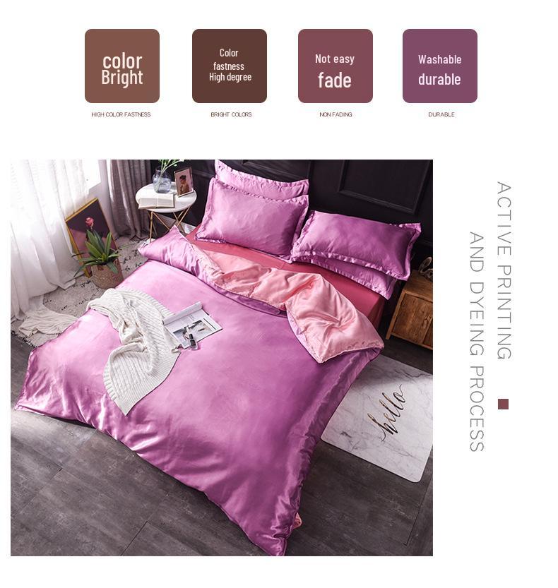 Summer Silk Luxury Plain Color 4-Piece Set - Light and Simple Design