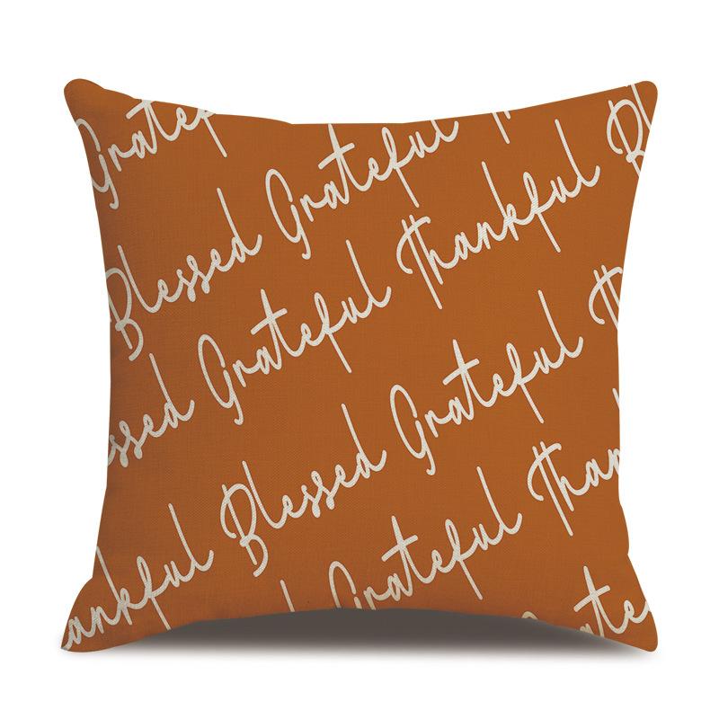 Thanksgiving Linen Pillowcase Autumn Pumpkin Print Pillow Cushion Cover