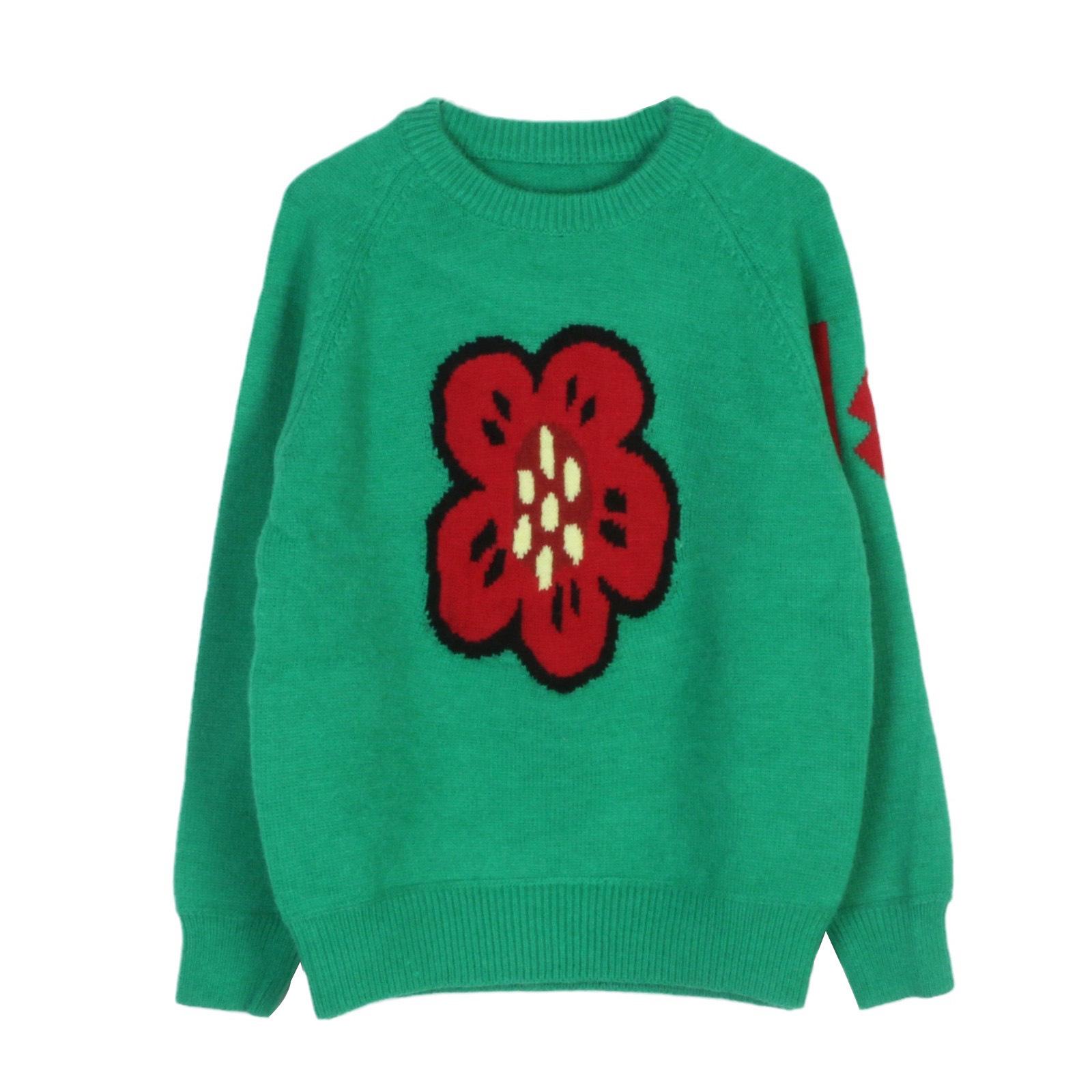 

Премиальный зеленый ретро жаккардовый шерстяной пуловер - Женский топ с длинным рукавом однотонного цвета для осенне-зимних поездок 2024 года Medium