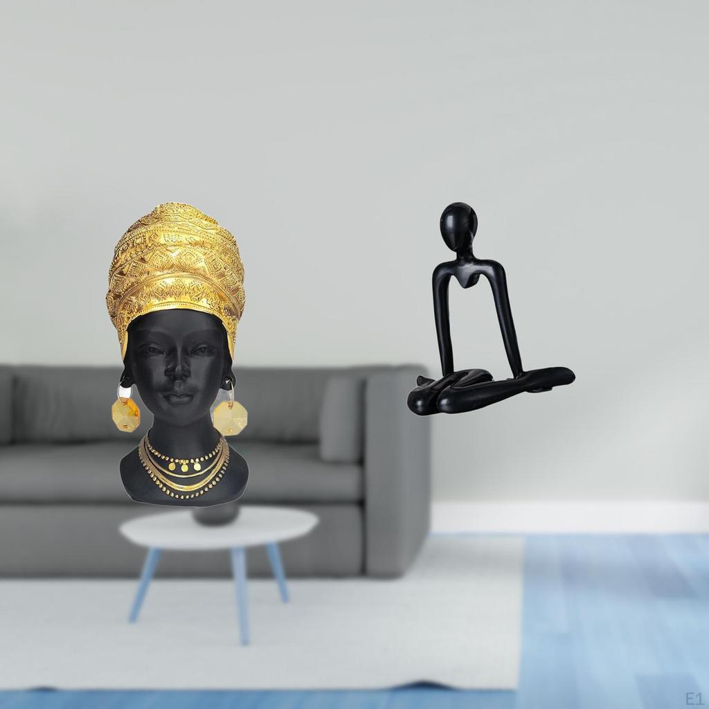Elegant Resin African Thinker Woman Abstract Sculpture Tabletop Ornament Creative Figurine for Home
