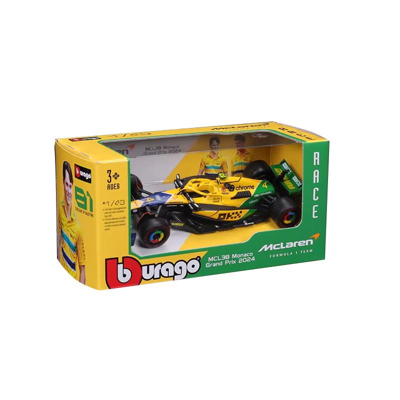 

Bburago 1:43 MCL38 F1 Mclaren 2024 Miami Grand Prix Alloy Car Miniature Diecast Model #4 Lando Norris #81 Oscar Piastri Toy