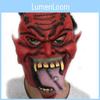 Terrifying Long Tongue Red Horned Mask Crafted From Durable Latex For Halloween Fun