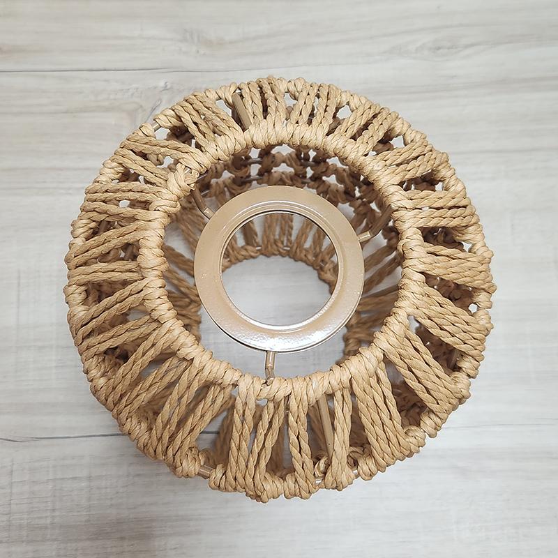Woven Ceiling Lamp Cover Vintage Flush Mount Light Fixtures Modern Lampshade Paper Rope For E27 No Bulb