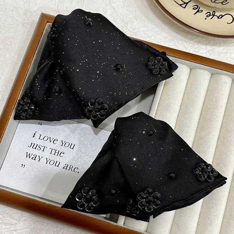 

Vintage Soft Black Satin Hair Claw Hairpin Large Bow Ornament Women Hair Accessories