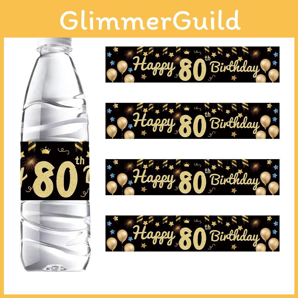 Geburtstagsparty Flaschenaufkleber Set mit Schwarz-Gold-Thema für Altersfeiern im Europa-Stil