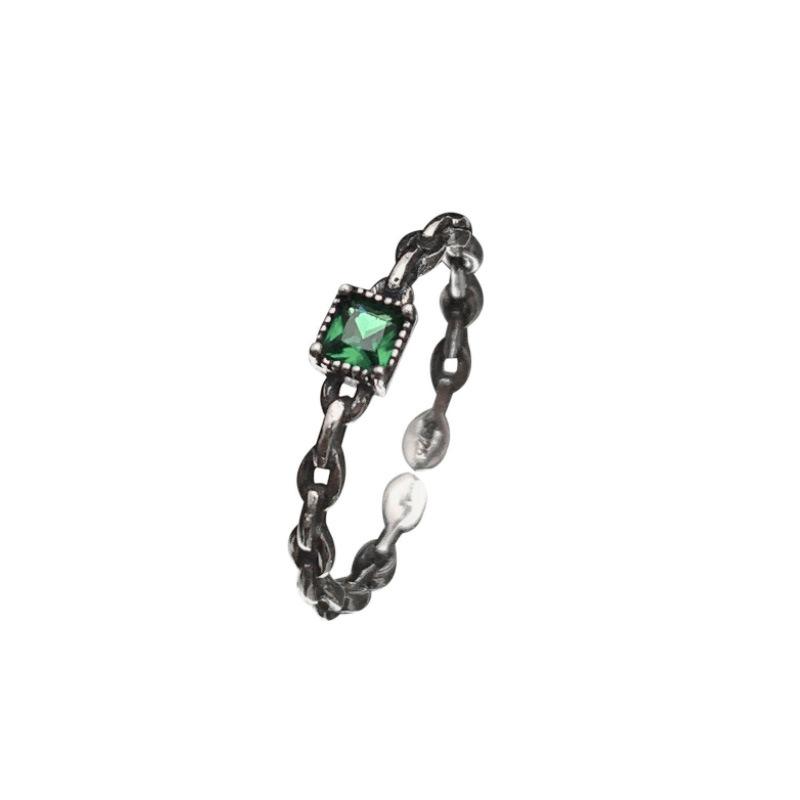 925 Sterling Silver Square Green Zircon Adjustable Rings For Women Wedding Engagement Jewelry Accessories Jewellery Moneys 925