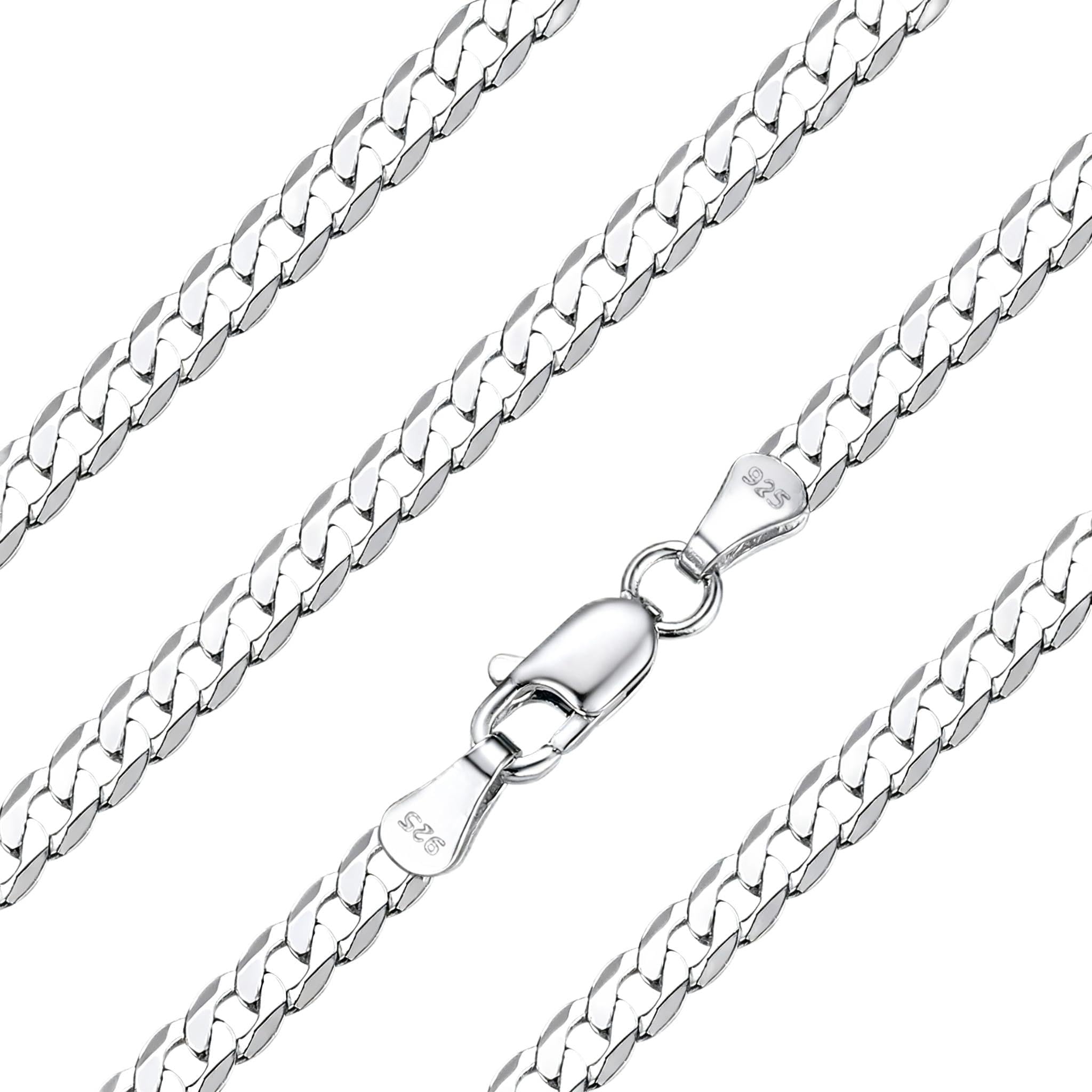 

[ChainsHouse] Silver 925 Necklace for Women and Men, Hypoallergenic, Thin Curb Chain (2.8mm, 45cm)