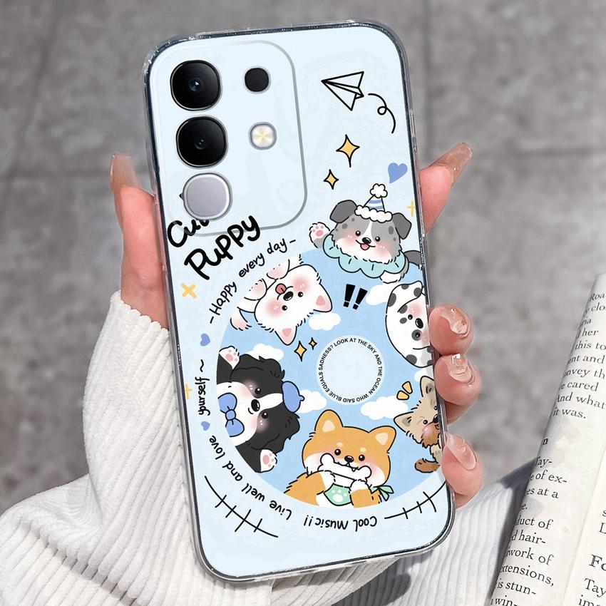 Shockproof Silicone Phone Cases For Vivo Y29 Y29s Y28 Y27 Y27t Y22 Y22s Y21 Y21e Y21s Y20 Y20i Beautiful Lavender Pattern Clear Covers For Vivo Casing