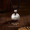 S999 Sterling Silver Chubby Fu Necklace with Black Cord - Chinese Style Lucky Bag Pendant for Women
