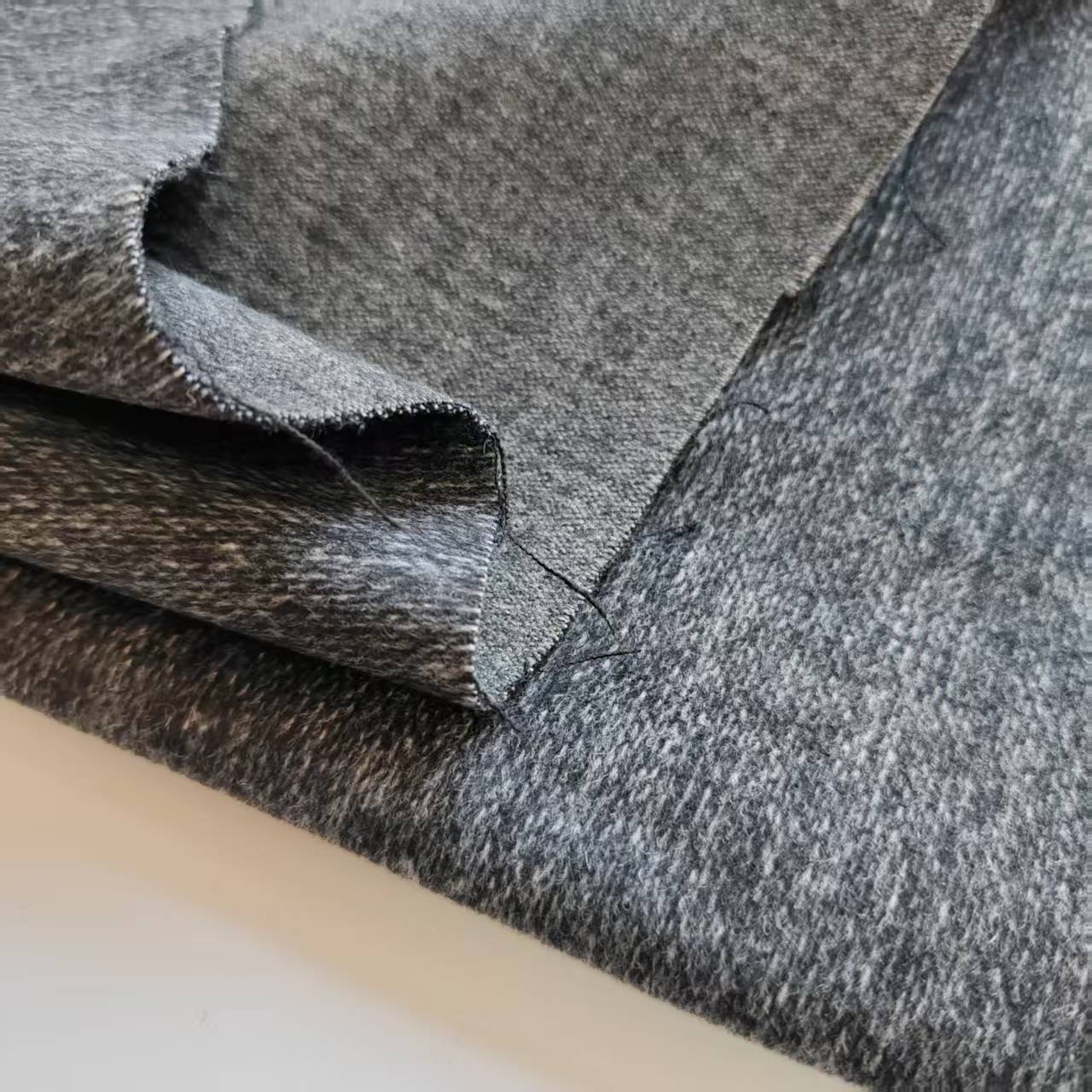 690g/m35wool 2spandex Stripe Spot Wool Feel Double-sided Fabric with Composite Lining for Clothing and Home Textiles
