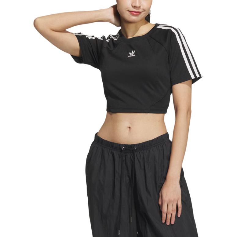 Women's T-Shirt Adidas Originals BABY TEE Raglan Sleeve T Shirt Women's Black