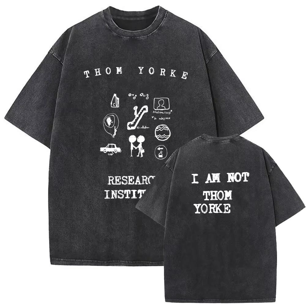 2026 Vente Chaude d'Été Lavé Vintage Groupe de Rock Radiohead T-shirt Graphique Unisexe Léger Imprimé Décontracté Extérieur Coton T-shirt