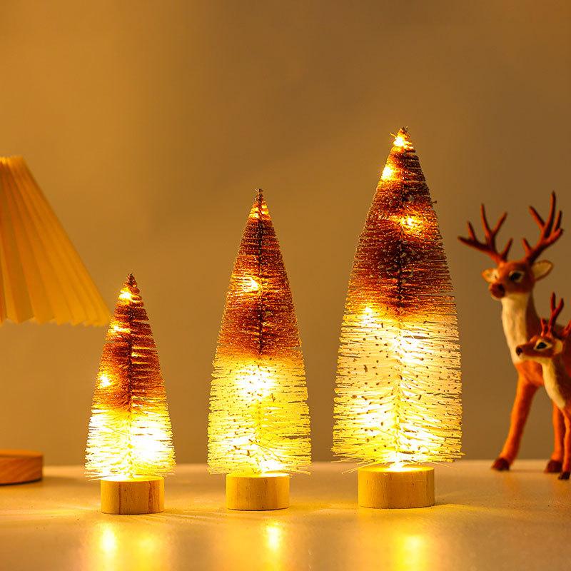 20/25/30CM Illuminated Christmas Tree Christmas Desktop Decoration Gradient mini Xmas Tree Ornament Christmas Home Decoration
