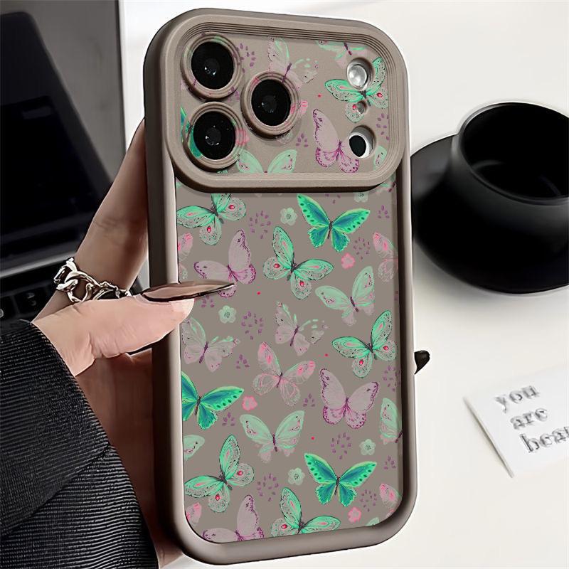 Shockproof Phone Case For iPhone 17 Pro Max Case iPhone 16 15 14 13 Pro Max 11 17e 16e Colorful Butterfly Print Soft Silicone Bumper Cover