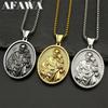 Christlicher Heiliger Josef Baby Jesus Medaille Anhänger Halskette für Frauen Männer Edelstahl Goldfarbe Halsketten Amulett Schmuck Geschenk