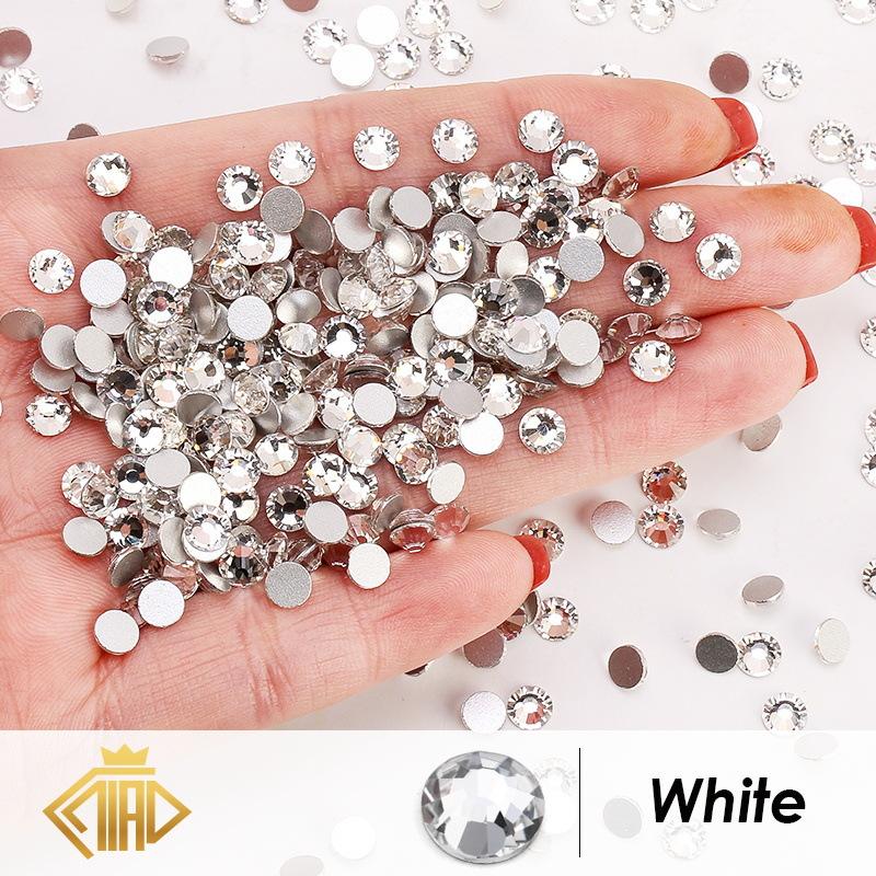 Support Fan Sticker Drill Rhinestone Flat Bottom Drill Nail Drill Sticker Face Bright Drill Diy Glass Round Diamond Color Diamond Small Diamond