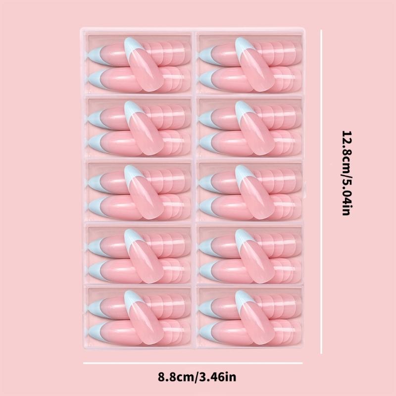 120 Pcs Press On Nails French Tip False Nails Almond Full Cover Stick on Nails Artificial Fingernails Manicures Supplies