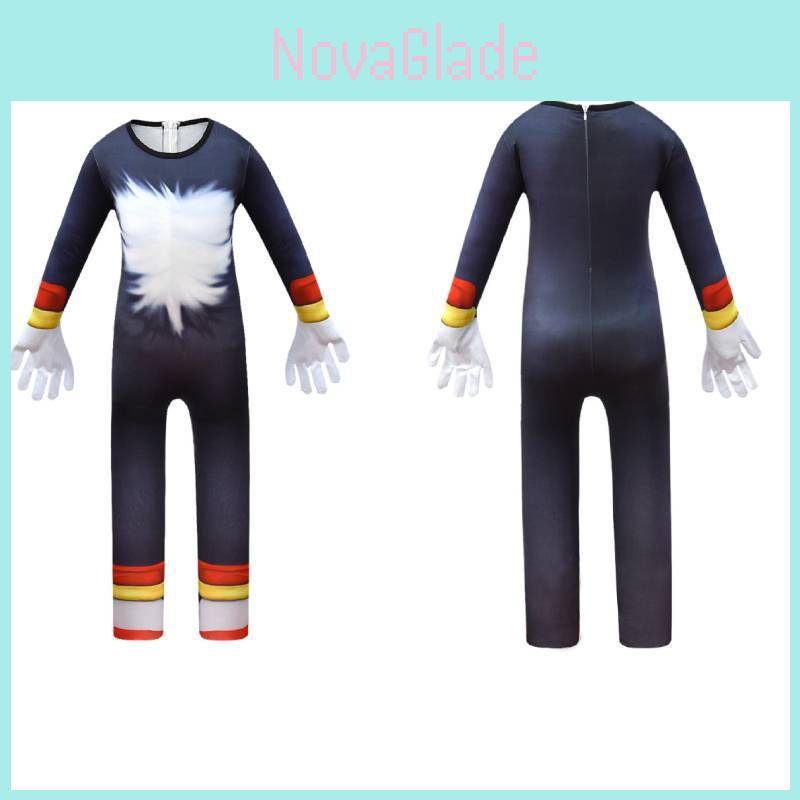 Supersonic Hedgehog Costume For Kids Anime Cosplay Jumpsuit With Mask And Gloves
