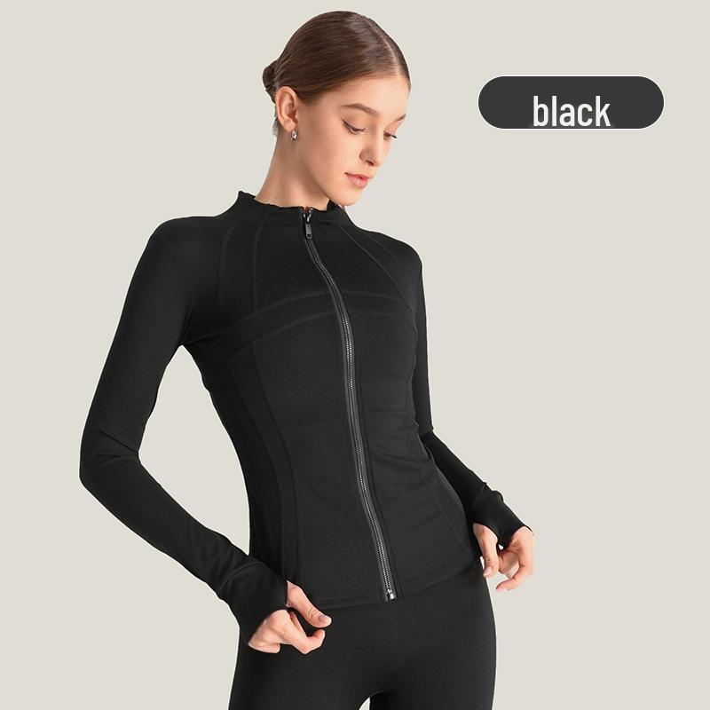 Women's Slim-Fit Quick-Dry High Elastic Yoga Jacket with Stand Collar