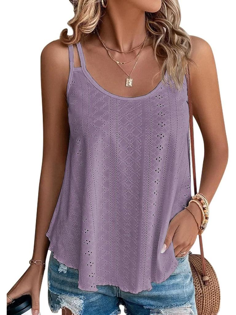 Women's Spaghetti Strap Sleeveless Tank Top - Loose Fit for Summer Vacation 2025