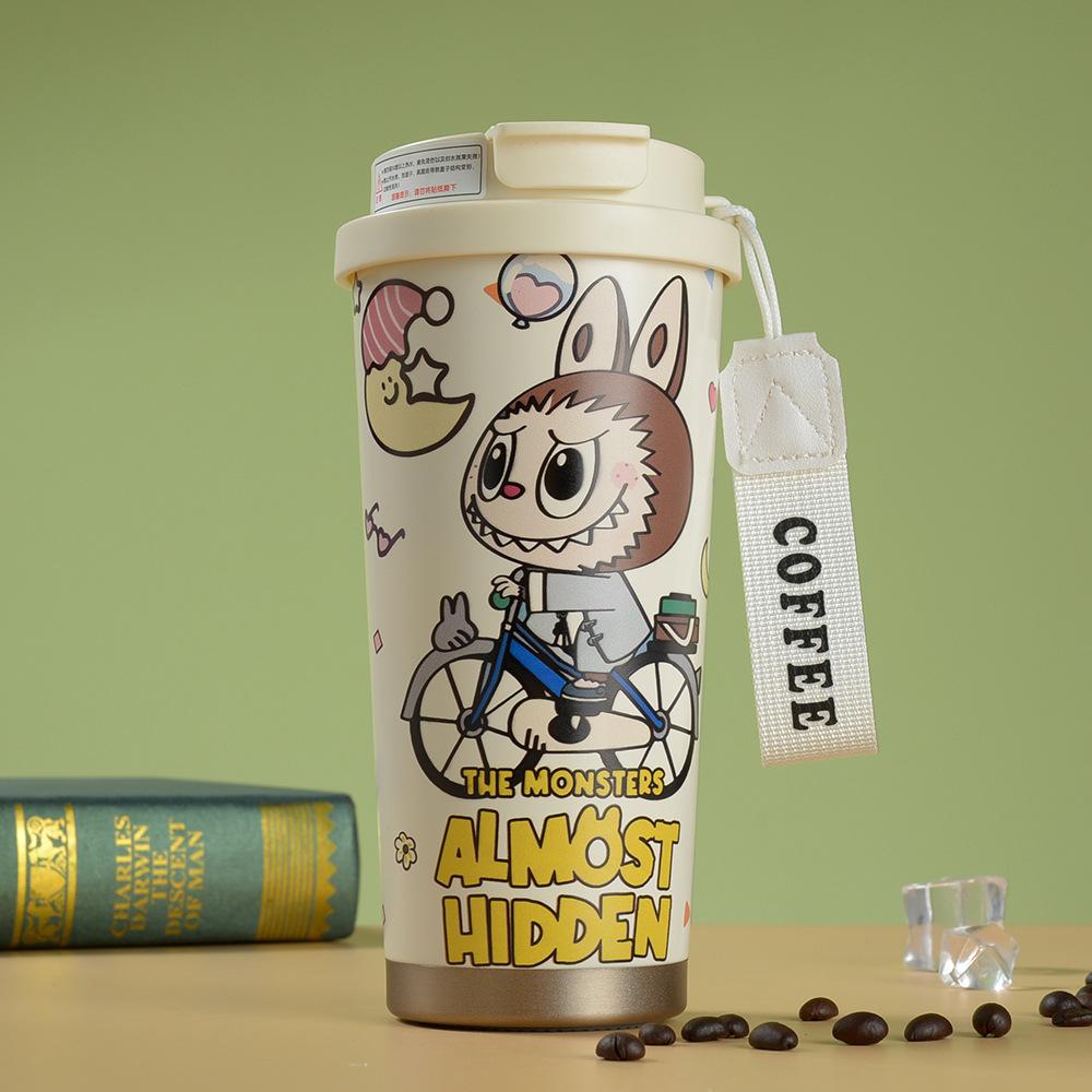3D Cartoon Lily of The Valley Coffee Cup 316 Stainless Steel Thermos Cup Portable Girls High Value Straw Cup