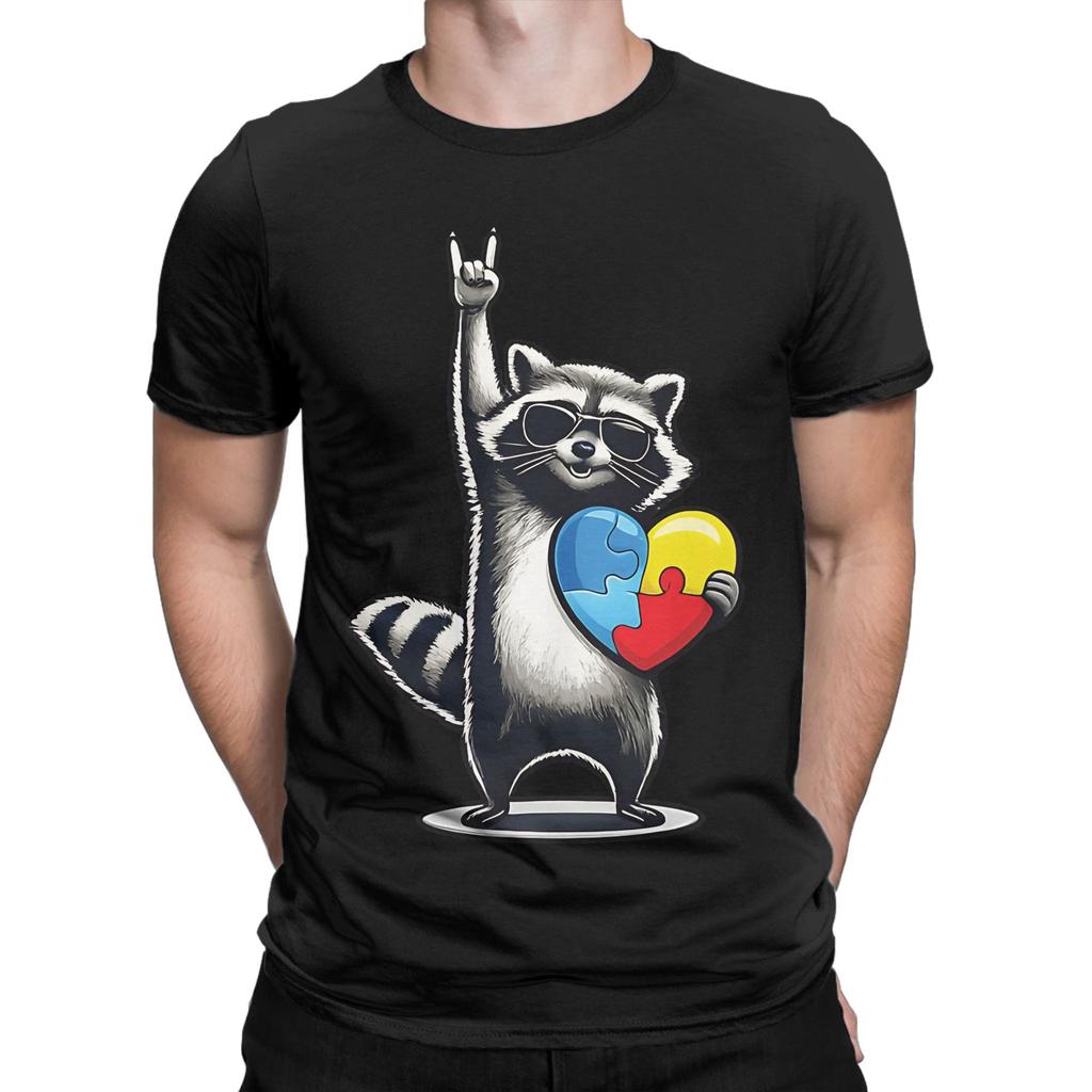 aAutism Racoon Rock On Tism Unisex Unisex Kids Funny Graphic 100 Cotton TShirt aAutism Racoon Tops Tees For Unisex