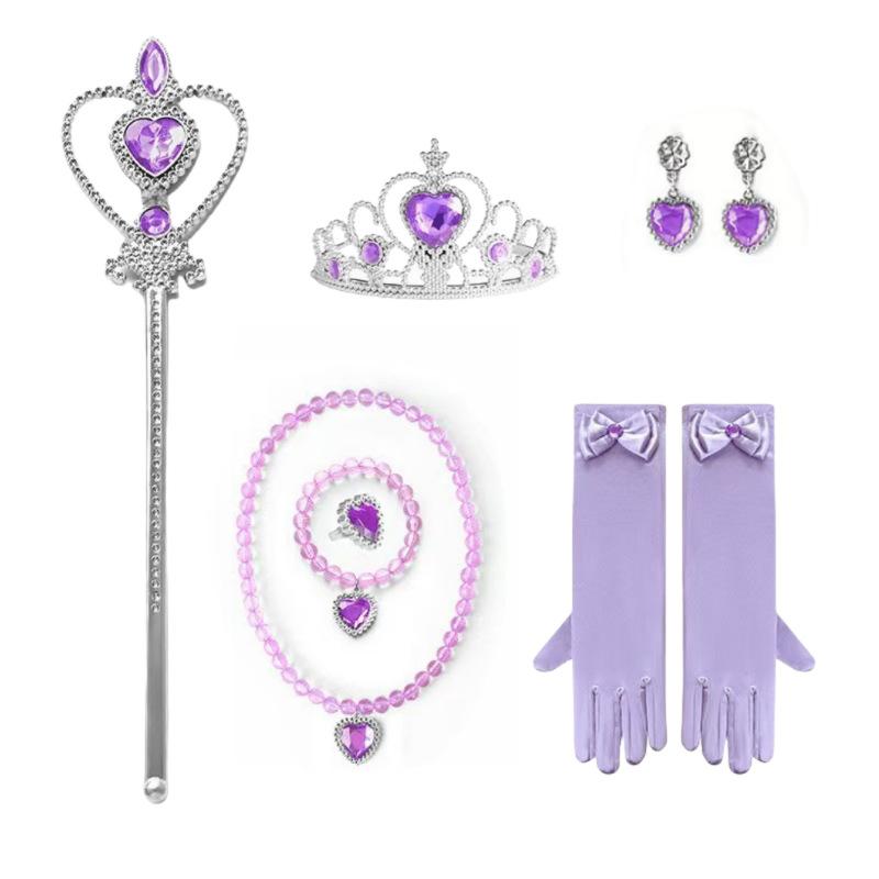Princess Accessories Gloves Wand Crown Jewelry Set Wig Necklace Braid for Princess Dress Clothing Cosplay Dress UP
