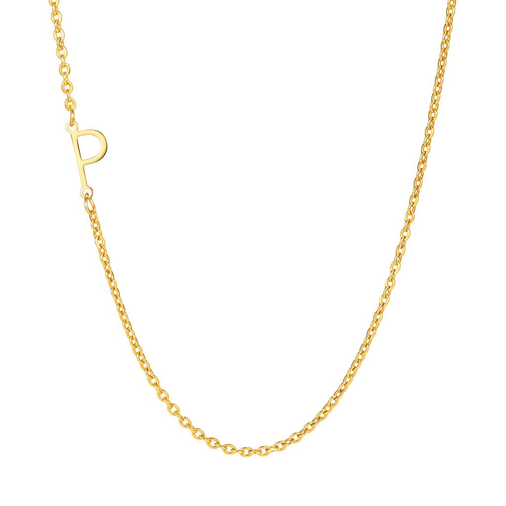 A-Z 26 Letters Initial Necklaces for Women 18k Gold Color Stainless Steel Necklace Rolo Chain Pendants Anniversary Jewelry
