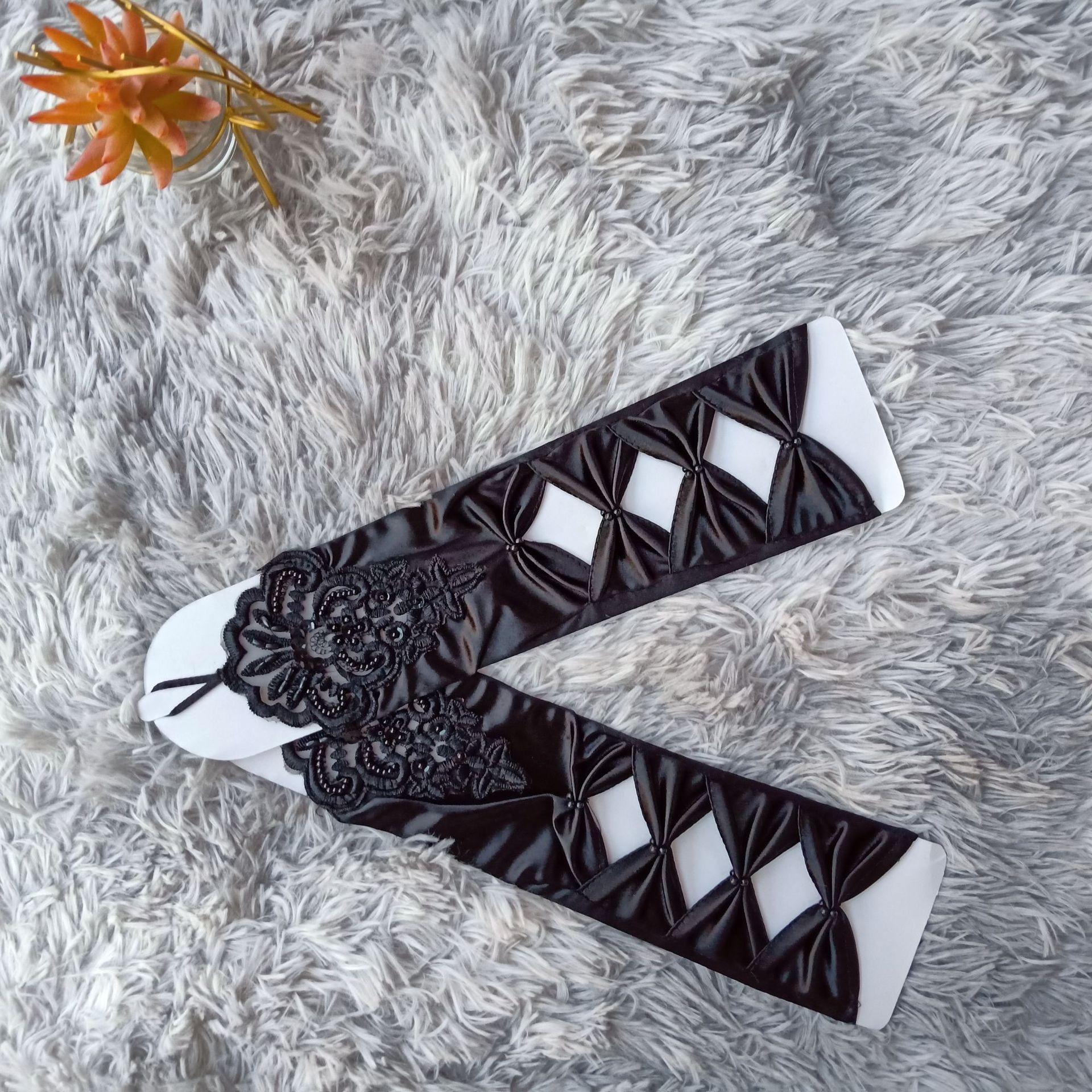 

Полые перчатки с цветами, Длинные атласные церемониальные перчатки, Свадебные перчатки one size fits all