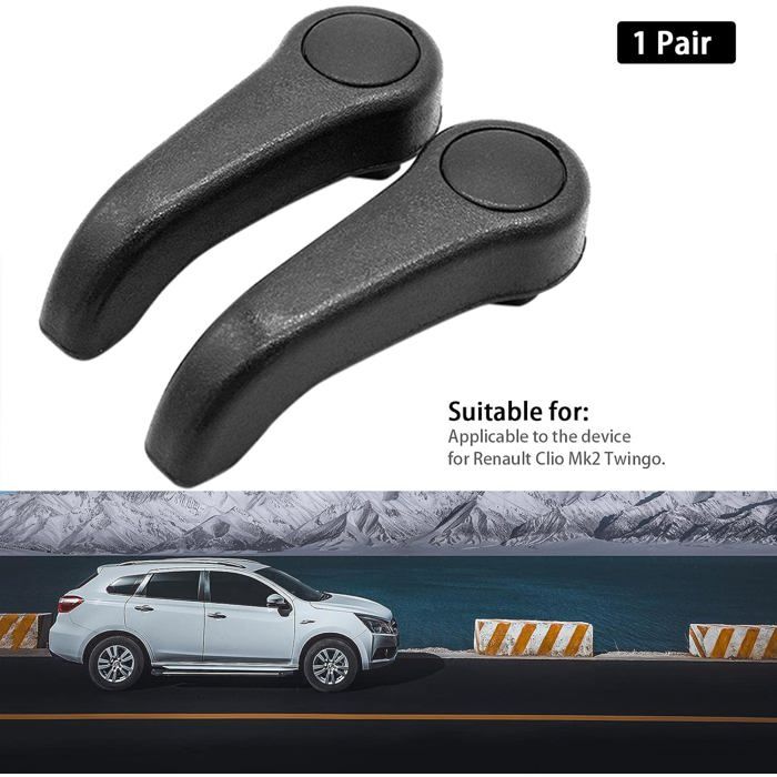 Ensembles Clé Réglable pour Siège Poignée De Levier pour Clio Mk2 Twingo 1998-20008, Réglage De Siège Remplacement De Poignée,noir