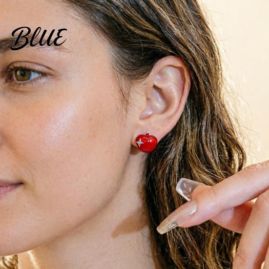 Durable Enamel Jewelry 1 Pair Stud Earrings Fruit Asymmetric Design