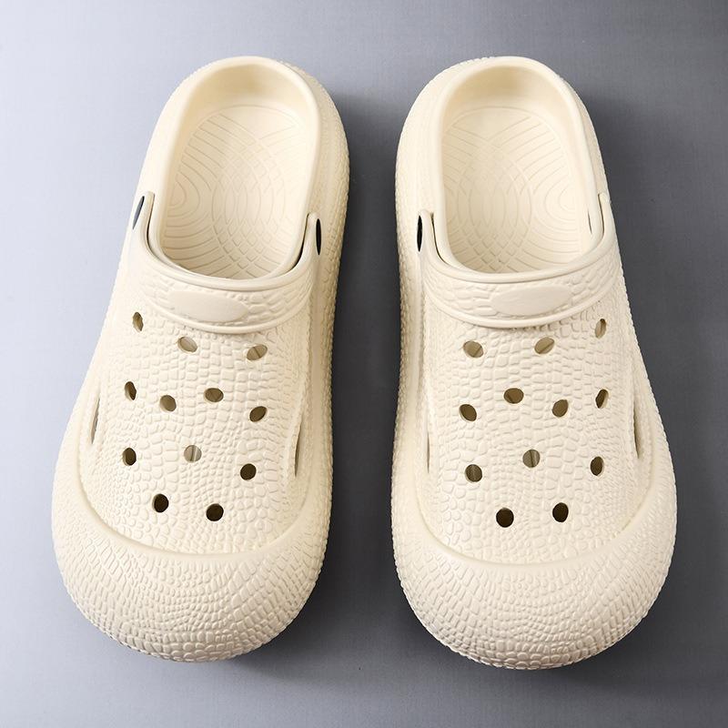 

Новая модная пара обуви с толстой подошвой и закрытым носком, обувь с отверстиями, крутые уличные шлепанцы, легкая мягкая подошва 44-45 хаки