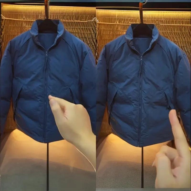 High Quality Mens Winter Fall Cotton Puffer Jacket Solid Color Slim Fit Casual Warm Streetwear