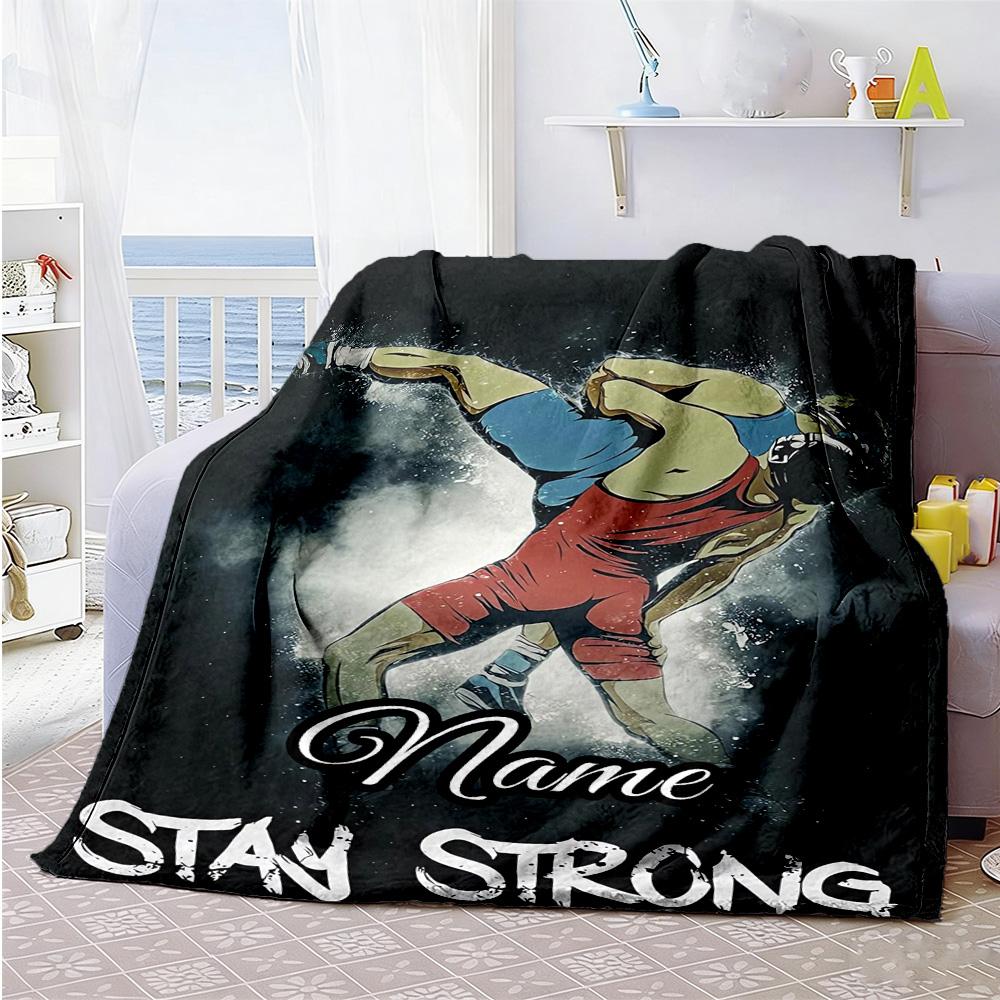 Wrestler Personalized Text Blanket Gift Personalized Blanket Soft Warm Cozy Suitable for Livingroom Living Room Home Decor Office Chair