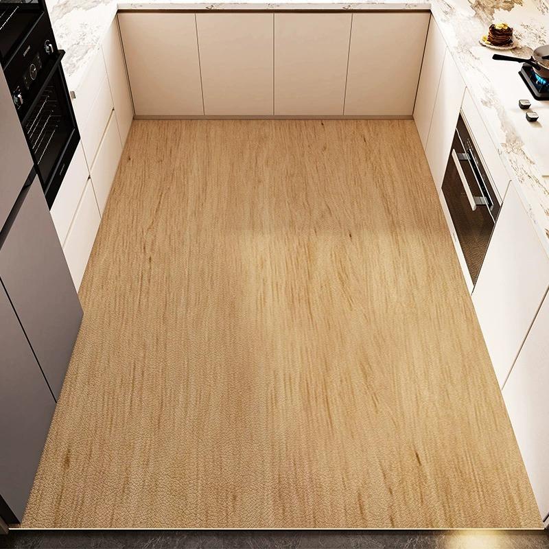 Kitchen Floor Mat Imitation Wood Grain Pvc Leather Carpet Non-Slip Oil-Proof Easy To Clean Rug Can Be Freely Cut Large Area Mats