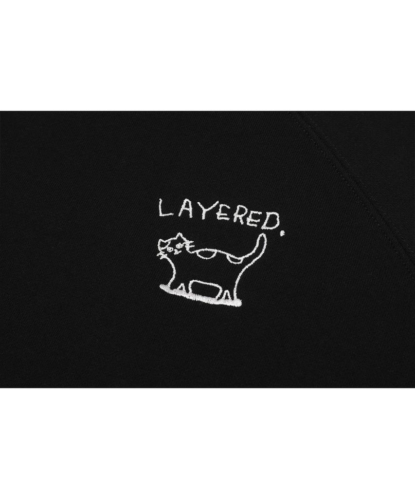 CPGN STUDIO Layered Cat Embroidered Sweatshirt Black