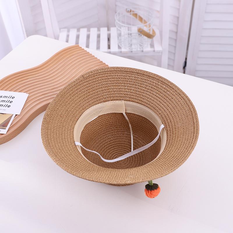 Hat female summer baby sun hat travel beach visor parent-child straw hat big brim children's basin hat sun protection