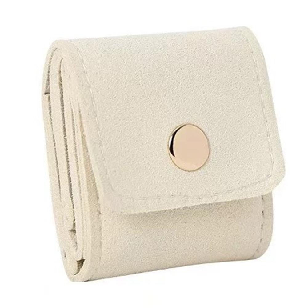 Compact Travel Jewelry Organizer Bag with Secure Button Closure Separate Compartments for Rings Earrings Necklaces