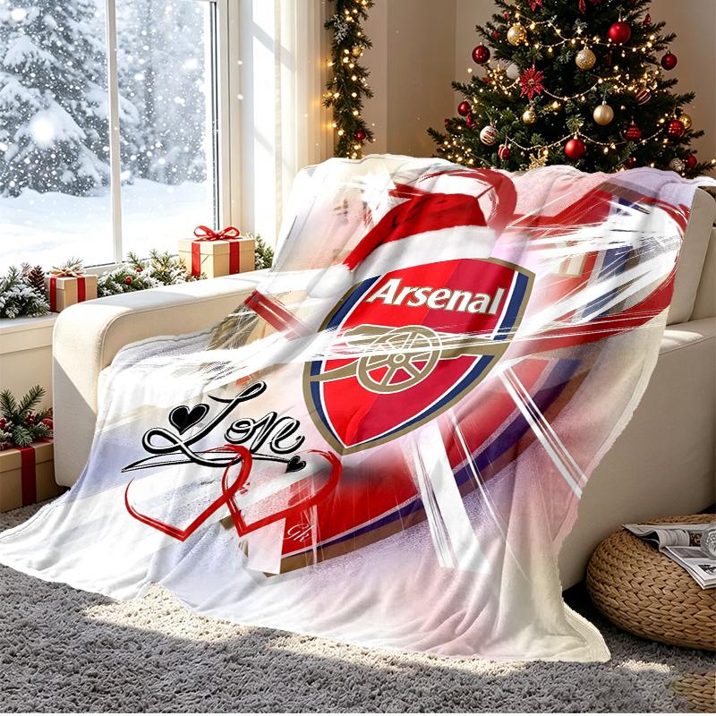 Arsenal F.C Pattern Blanket for Home Decoration, Bed, Sofa, Car Travel, Camping, Suitable for All Seasons, Birthday Christmas Gift